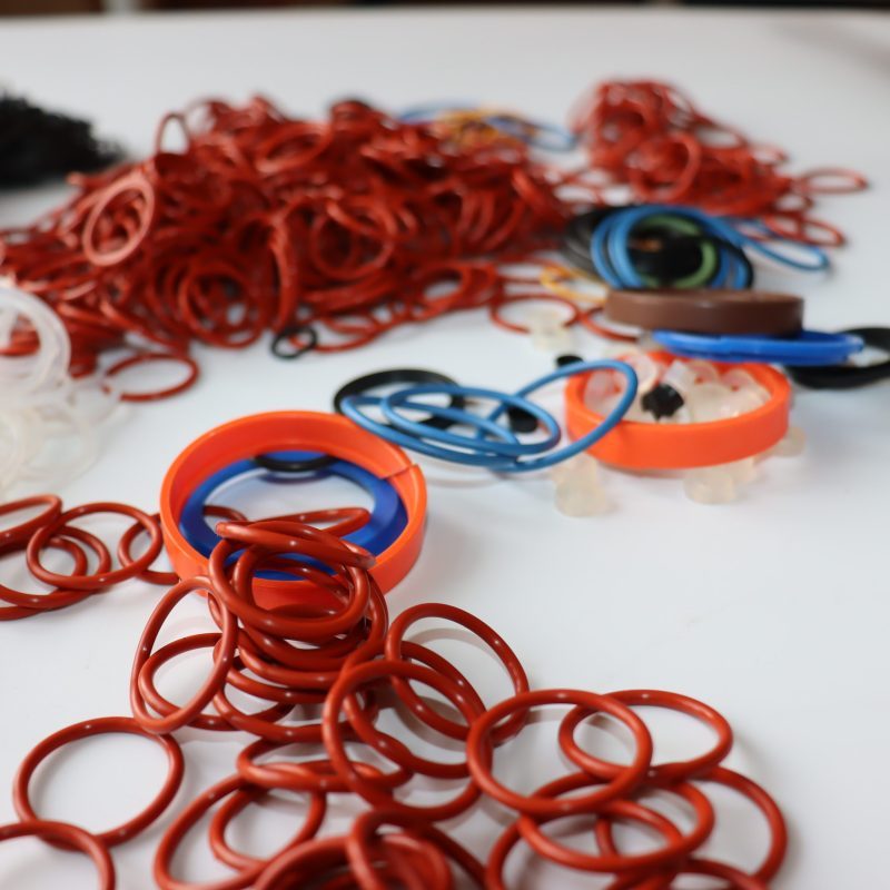 PTFE encapsulated rings staged for chemical lines